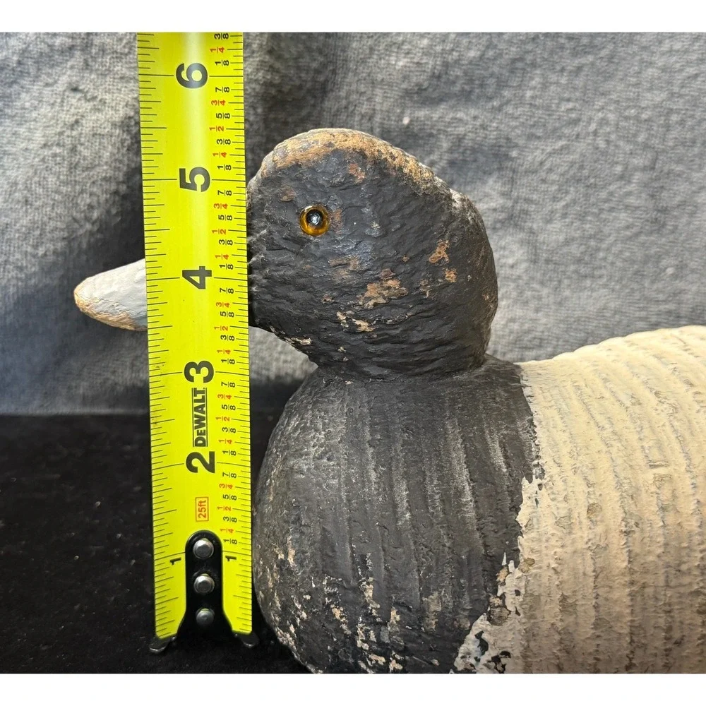 Vintage Hand Carved Cork Body Duck Decoy Wood Head Glass Eyes Bluebill Scaup 12